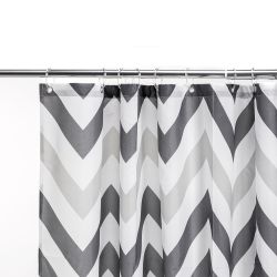 Croydex Charcoal, White & Grey Chevron Curtain