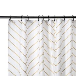 Croydex Art Deco White & Gold Textile Curtain