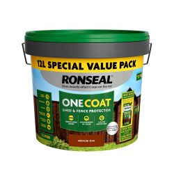Ronseal One Coat Shed & Fence Protector Medium Oak 12L