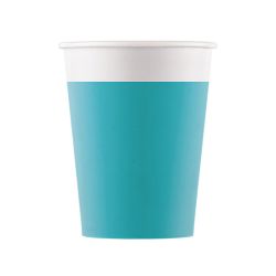 Turquoise Paper Cup With White Band 8 Pack