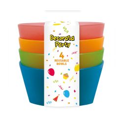 Party Reusable Coloured Bowls 4 Pack