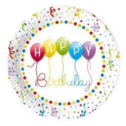 Happy Birthday Balloon Party Plates 8 Pack