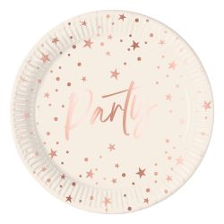 Metallic Rose Gold Party Plates 8 Pack