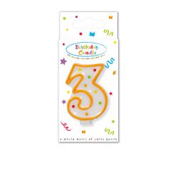 Number 3 Dotted Birthday Candle
