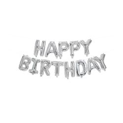 Happy Birthday Silver Letters Foil Ballon