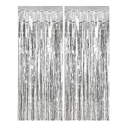 Party Tinsel Curtain Silver 2m