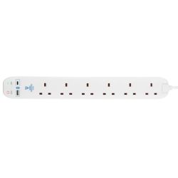 6 SOCKET 2M SURGE PROTECT EXTENSION LEAD