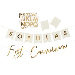 First Holy Communion Gold Personalied Banner 2m