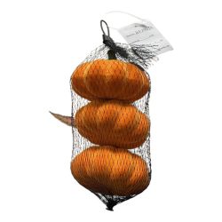 Halloween Decorations 3Pk Flocked Pumpkins In Meshbag