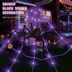 Halloween Light Up Spider Web W/ Spider