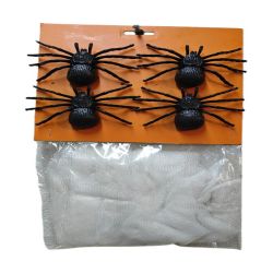 Halloween Wicked Spider Web With 4Pk Black Spider