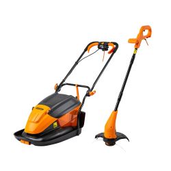 LawnMaster 33cm 1500W Hover Collect Lawnmower and 350W Grass Trimmer