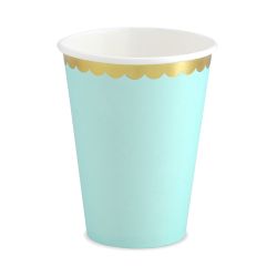 Light Mint with Gold Rim Paper Cups - 6 Pack