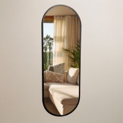 Oval Wall Mirror Black 40 X 120Cm