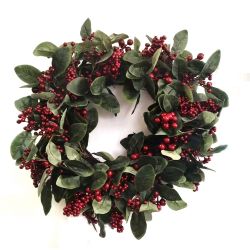 Red Berry & Leaves Wreath 60cm