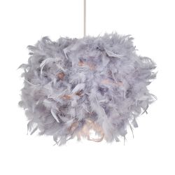 Feather Ball Pendant Grey
