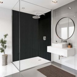 Shower Panel Black Acoustic Slatted 122X244Cm