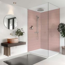 Splashbax Shower Wall Panel Elongated Hexagon Pink 122X244Cm