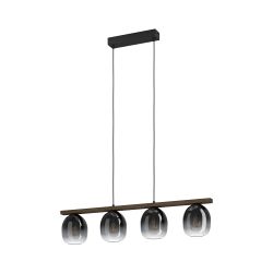 EGLO Filago Smoked Black Glass 4 Light Pendant