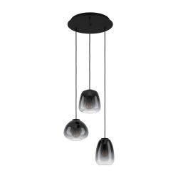 EGLO Aguilares Smoked Black Glass 3 Light Pendant