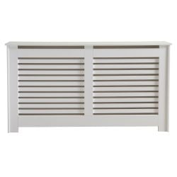 Horizontal Slat Large Radiator Cover White FSC