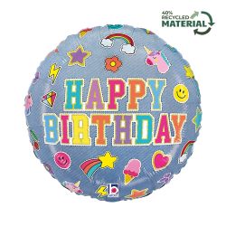 Birthday Denim Patches Foil Balloon