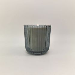 Ribbed Glass Candle CHARCOAL