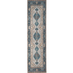 Flatwoven Washable Cyrus Blue Runner Rug - 60cm x 240cm