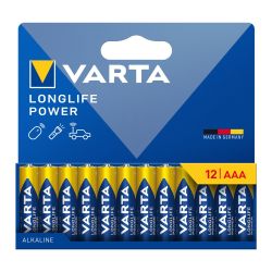 Varta AAA Longlife Power Alkaline Battery LR03 Pack of 12