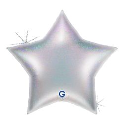 Star Glitter Holographic Silver Foil Balloon