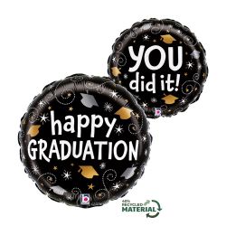 Graduation Double Sided Foil Balloon Swirls 46cm
