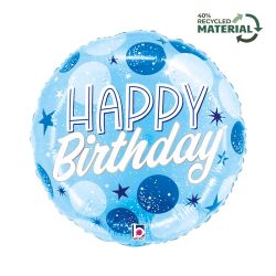 Birthday Blue Sparkle Dots Foil Balloon 46cm