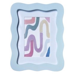 Wavy Photo Frame 6x8 matted to 4x6 Blue