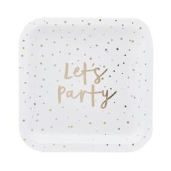 Gold Lets Party Paper Plates 
