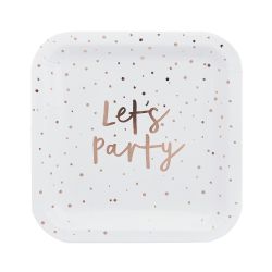 Rose Gold Lets Party Paper Plates