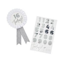 Silver Customisable Birthday Badge