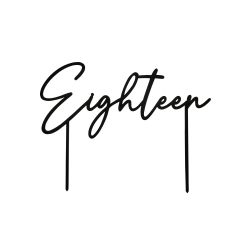 Black Eighteen Acrylic Cake Topper