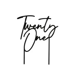Black Twenty One Acrylic Cake Topper