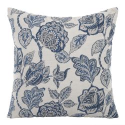 Blue Floral Embroidered Cushion