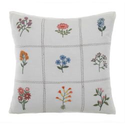 Floral Embroidered Patch Cushion
