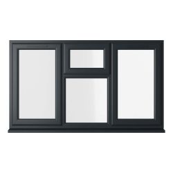 Crystal uPVC Window Grey 7016 A Rated Top Opener Over a Fixed Light Centre 1770mm x 1190mm