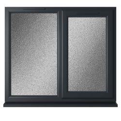 Crystal uPVC Window Grey 7016 A Rated Right Hand Side Hung Next to a Fixed Light 1190mm x 1115mm