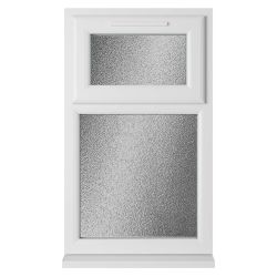Crystal uPVC Window White A Rated Top Hung Opener Over Fixed Light 610mm x 1190mm