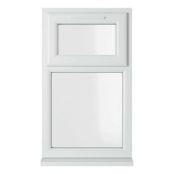 Crystal uPVC Window White A Rated Top Hung Opener Over Fixed Light 610mm x 1115mm