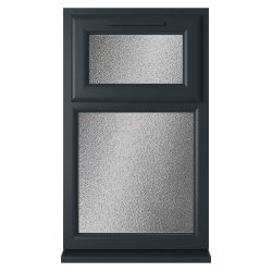 Crystal uPVC Window Grey 7016 A Rated Top Hung Opener Over Fixed Light