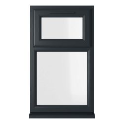 Crystal uPVC Window Grey 7016 A Rated Top Hung Opener Over Fixed Light