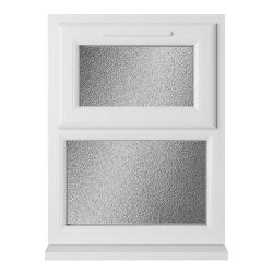 Crystal uPVC Triple Glazed Window Top Hung Over Fixed Light White Obscure Glass
