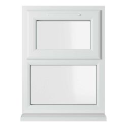 Crystal uPVC Triple Glazed Window Top Hung Over Fixed Light White Clear Glass