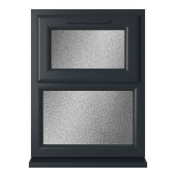Crystal uPVC Triple Glazed Window Top Hung Over Fixed Light Grey/White Obscure Glass