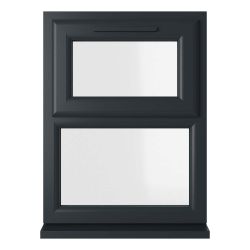 Crystal uPVC Triple Glazed Window Top Hung Over Fixed Light Grey/White Clear Glass
